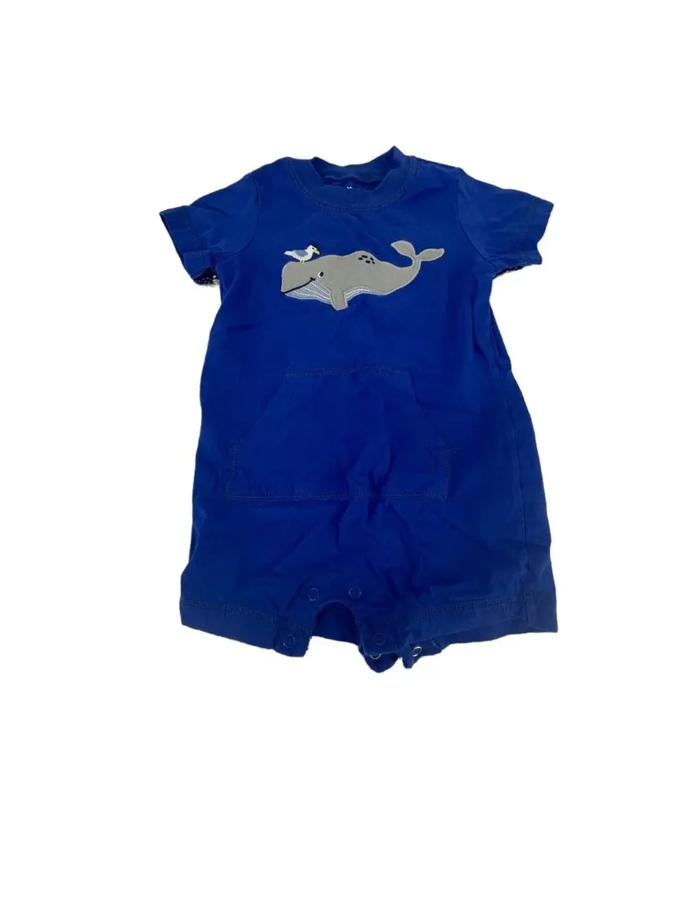 Carter's Boys Blue Whale Graphic Short Sleeve One-Piece Size 12 Months